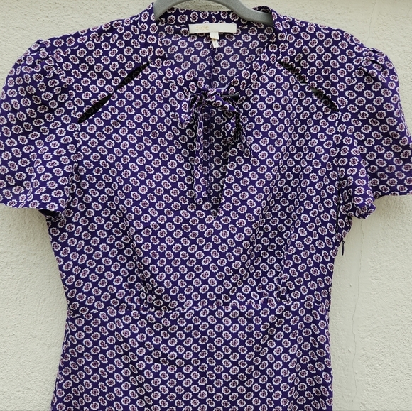 MAJE Ramba Floral-print Cutout Silk Mini Dress In Purple - Picture 6 of 12